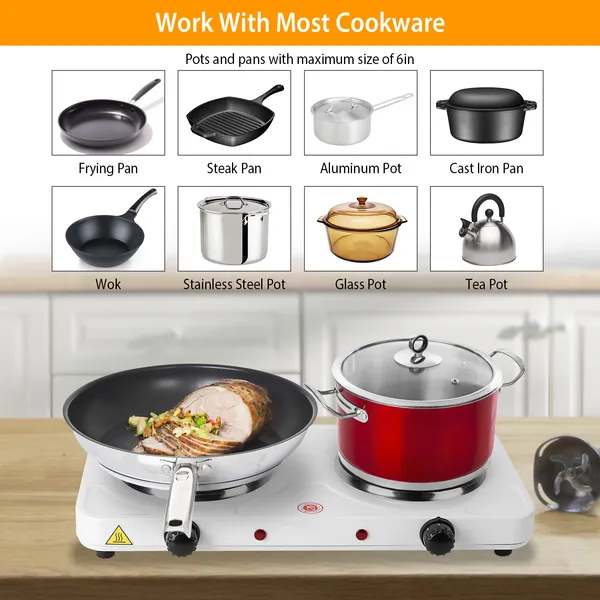 2000W Double Electric Burner Portable Dual Counter Stove Countertop Hot Plate Kitchen Cooker Stove With 5 Gear Temperature Control — foto 2