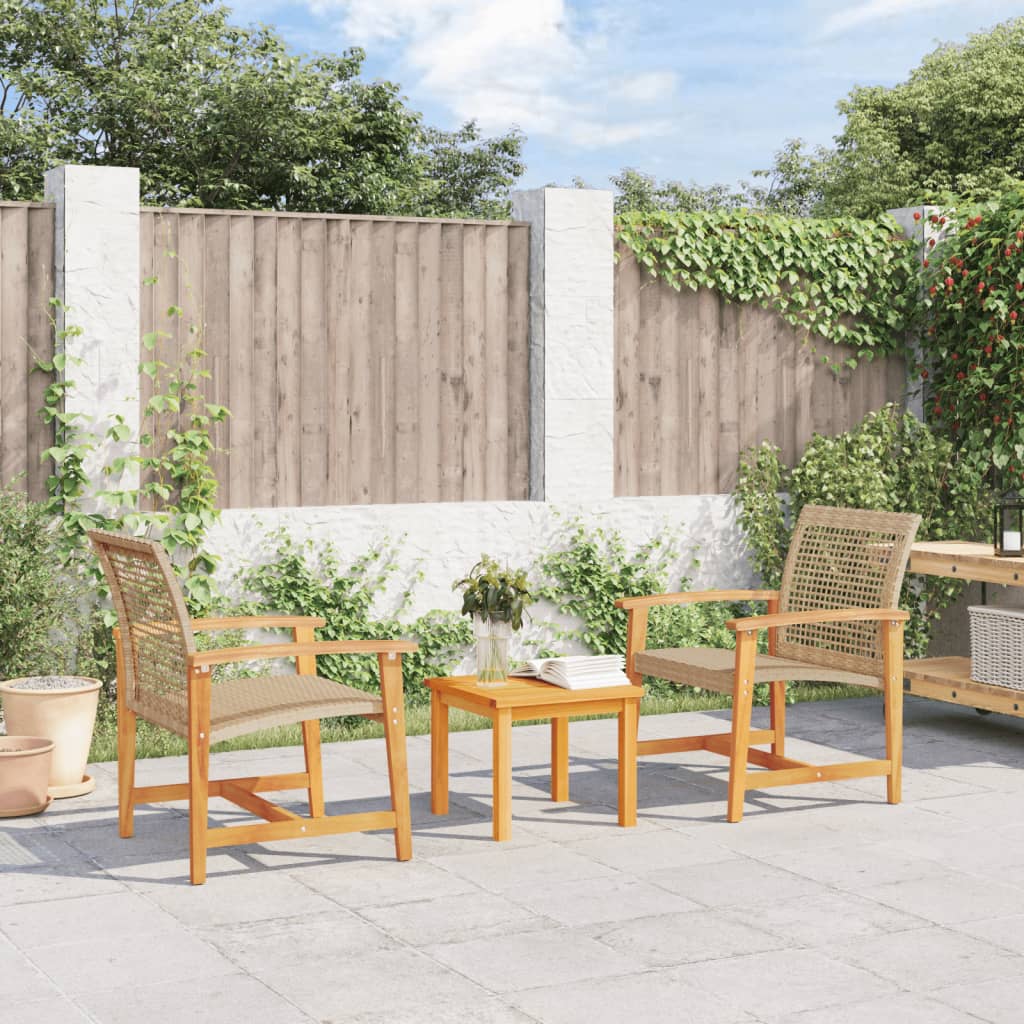 Garden Chairs, . Poly Rattan and Acacia Wood Beige - Shop at LoveMi