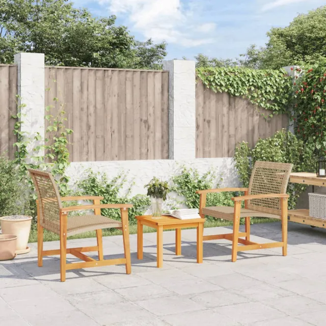 Garden Chairs, . Poly Rattan and Acacia Wood Beige - Shop at LoveMi
