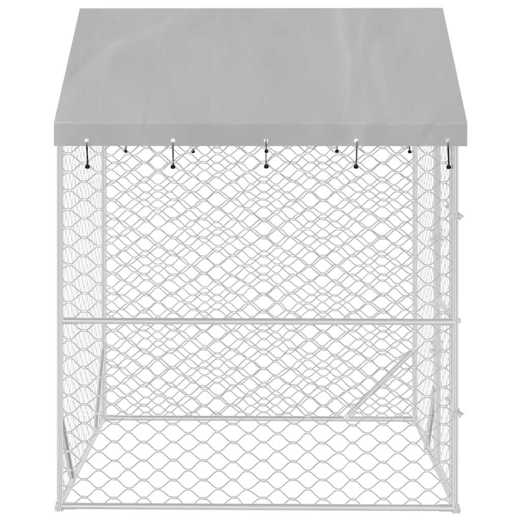   Outdoor Dog Kennel with Roof, Silver, 2x2x2.5 m, Galvanized