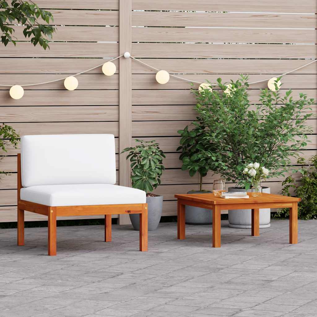 Garden Corner Sofas 2 piece with Cushions Acacia & Rope Sofa Middle Section + Coffee Table - Shop at LoveMi