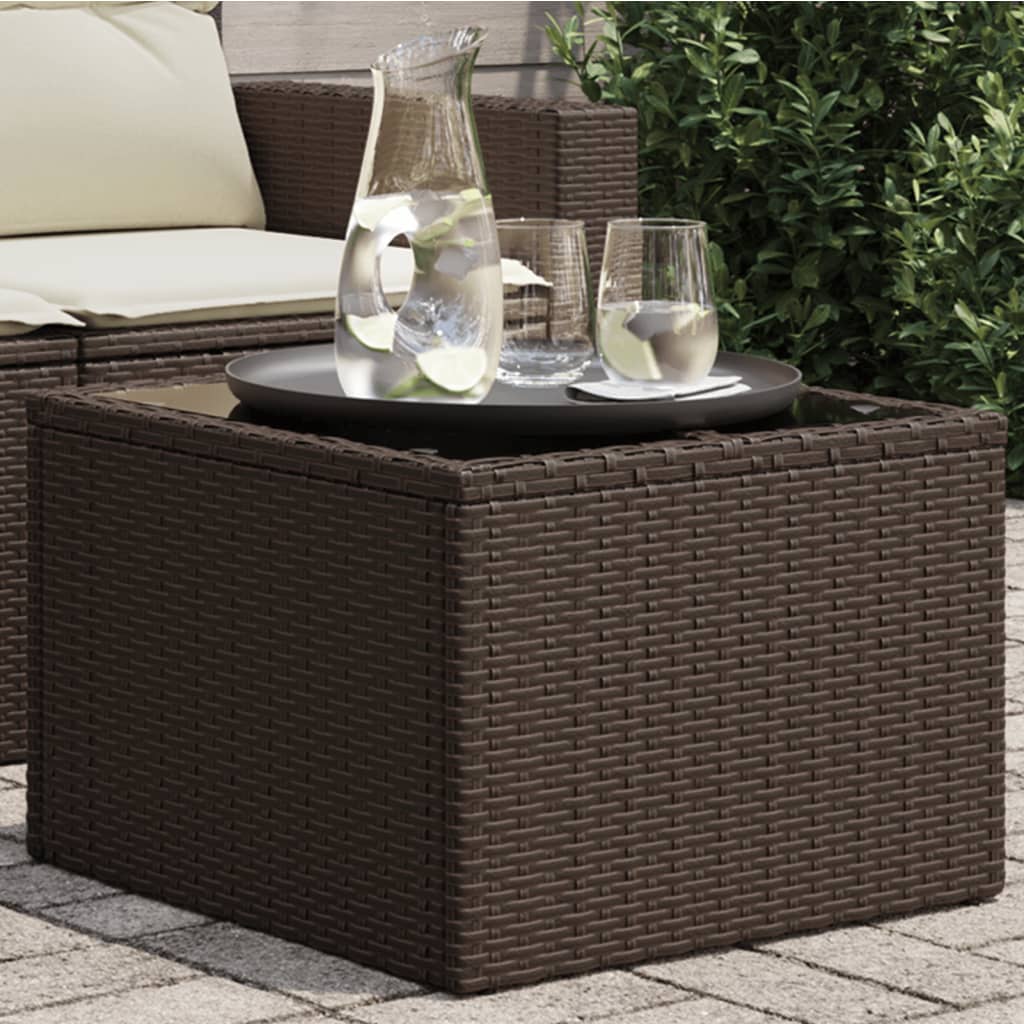 garden table with glass top 55 x poly rattan Brown - Shop at LoveMi