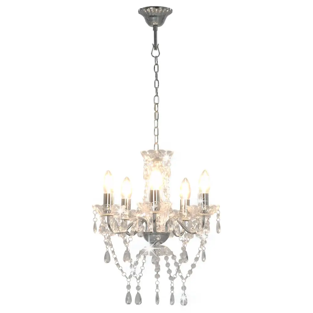 Chandelier with Crystal Beads Silver Round 5 x