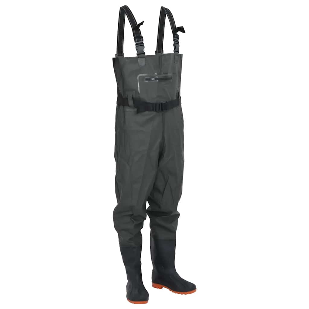   Waders with Boots and Belt, Dark Green, Size