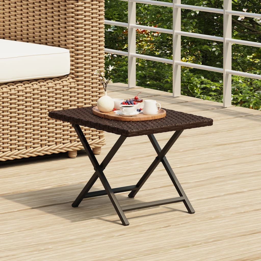 Folding Table 45x Poly Rattan Folding Table 45x Brown - Shop at LoveMi