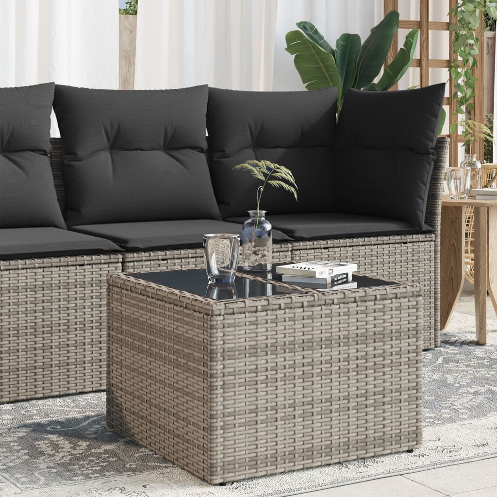 garden table with glass top 55 x poly rattan Gray - Shop at LoveMi