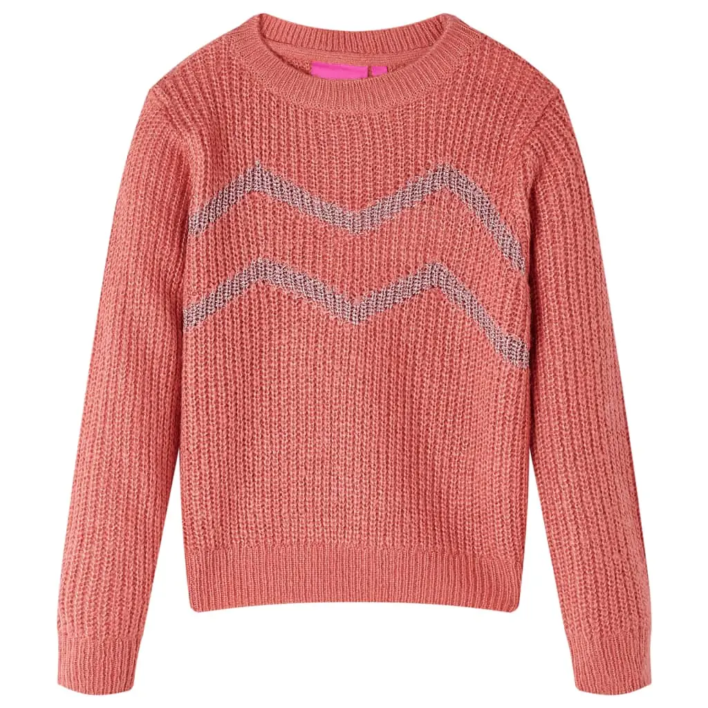 Children's knitted sweater, medium pink, size 104; Children's knitted sweater, medium pink, size 116