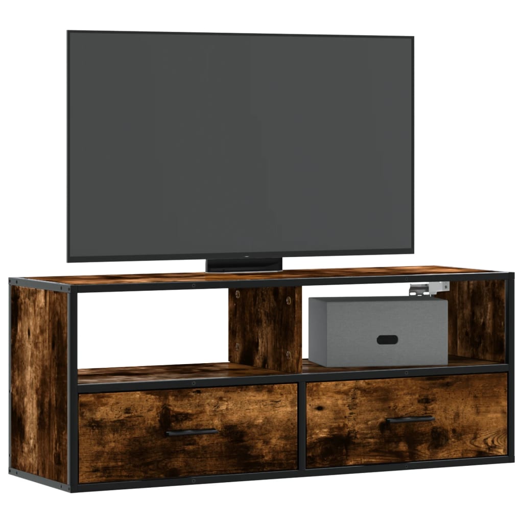 TV cabinet, smoked oak, 100x31x39.5 cm, wood-based material and Smoked oak 100 cm