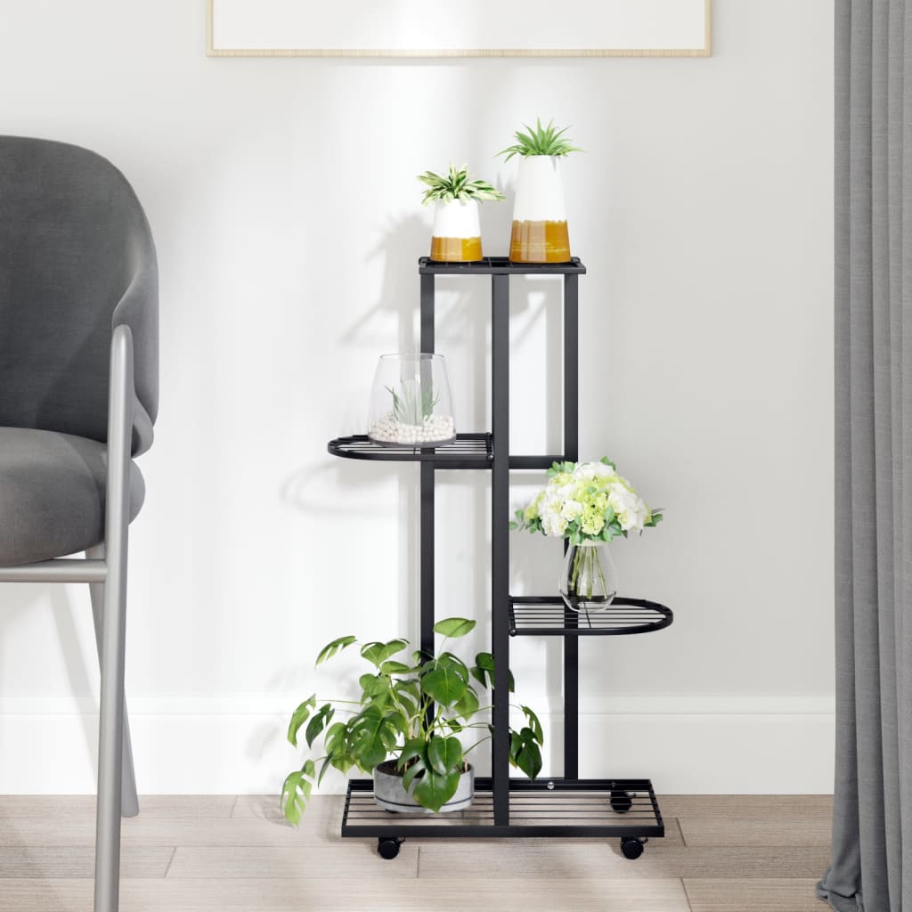   4-Tier Flower Stand with Wheels, 44x Iron