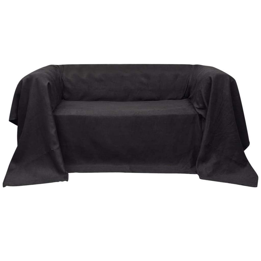 Micro-suede sofa throw, bedspread, anthracite