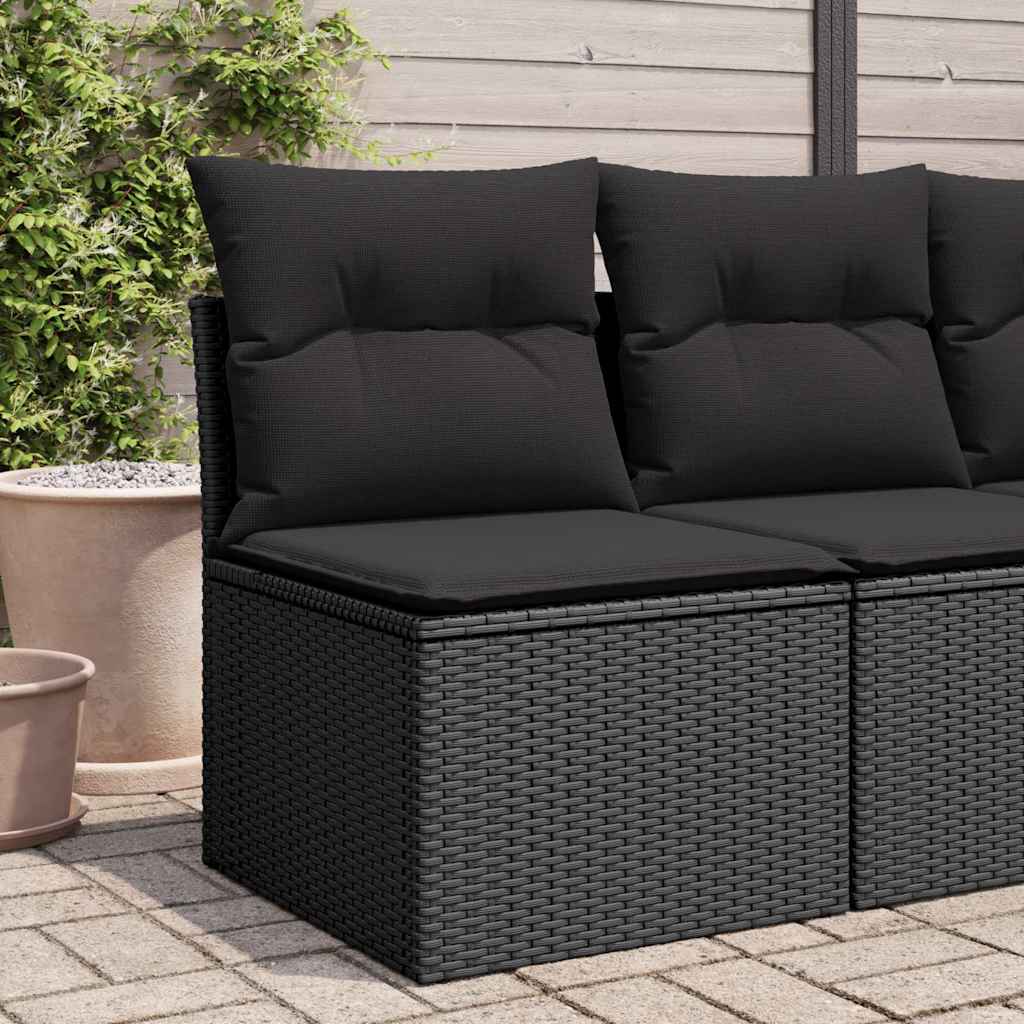 Garden Chair without Armrests with Cushion Poly Rattan Black - Shop at LoveMi