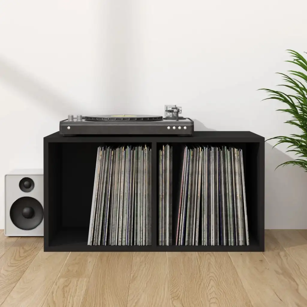 Record Storage Box 71x Wood Material Record Storage Box 71x Wood Material - Black