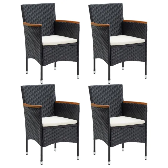 Garden Dining Chairs, Set of 4, Poly Rattan Black - Shop at LoveMi