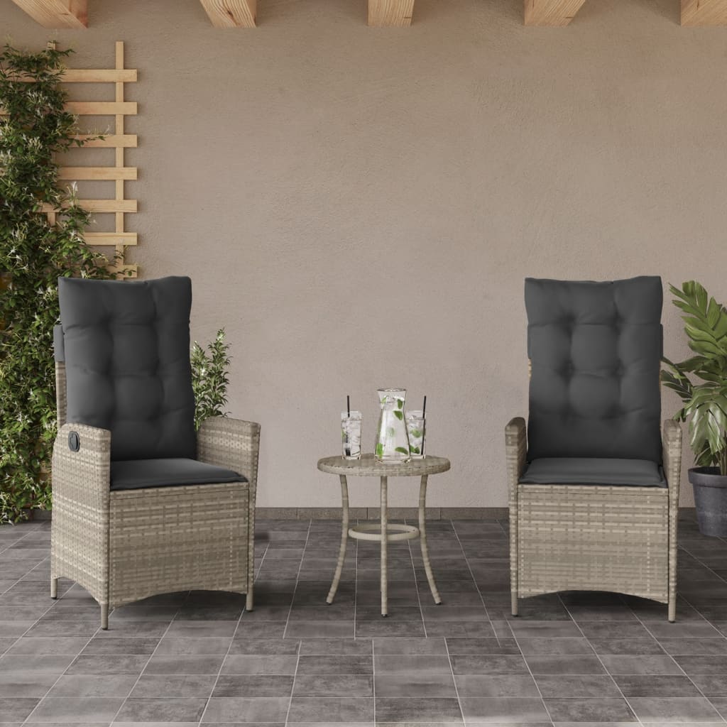 Adjustable Garden Chair with Cushion Poly Rattan Light Grey - Shop at LoveMi