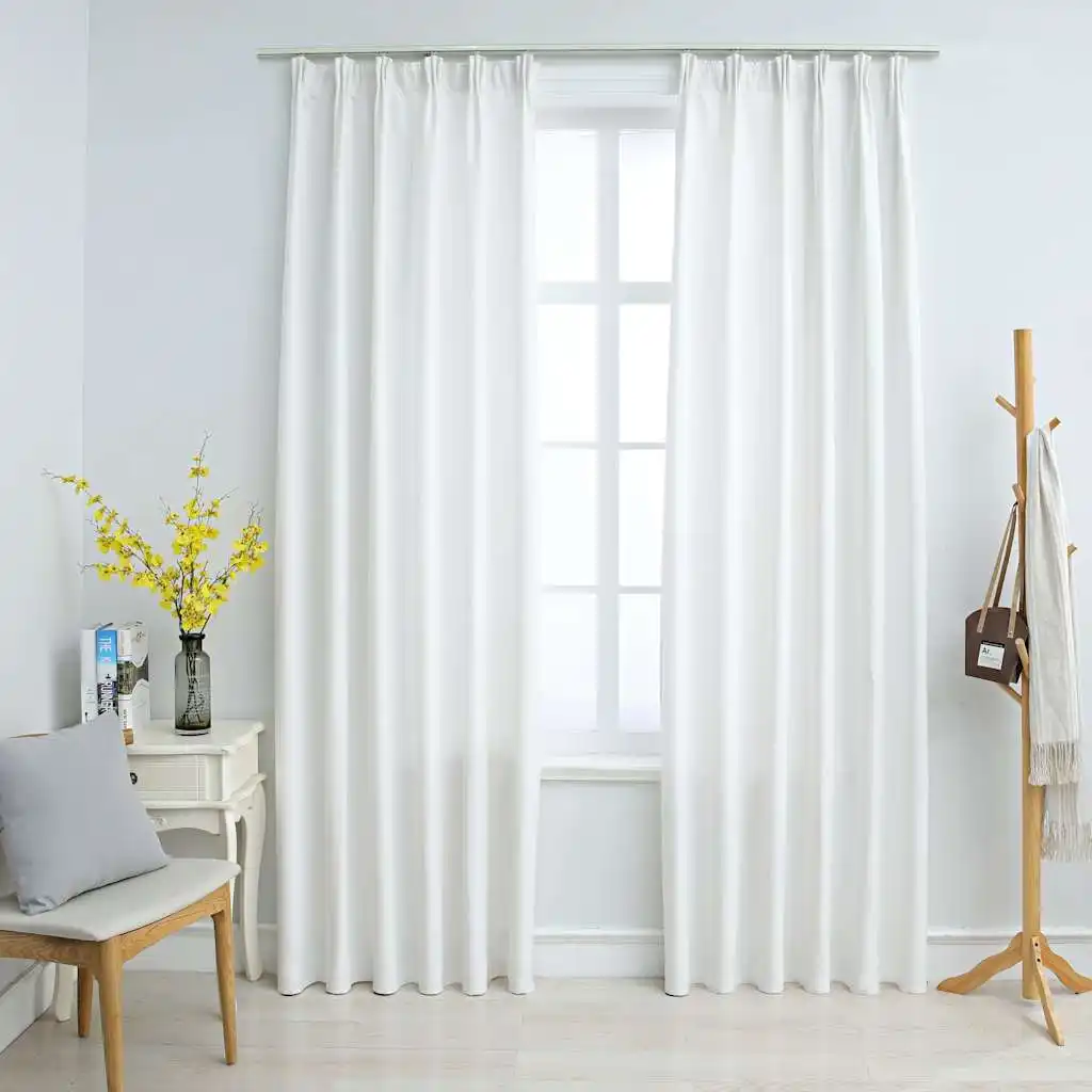 blackout curtains with hooks, , grey-white