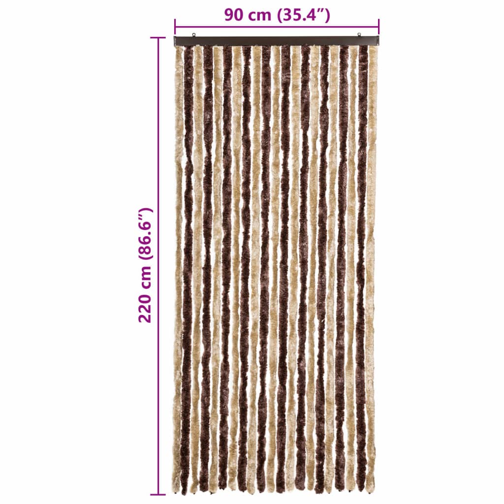   Insect Screen Curtain and Light Brown Chenille   Insect Screen Curtain and