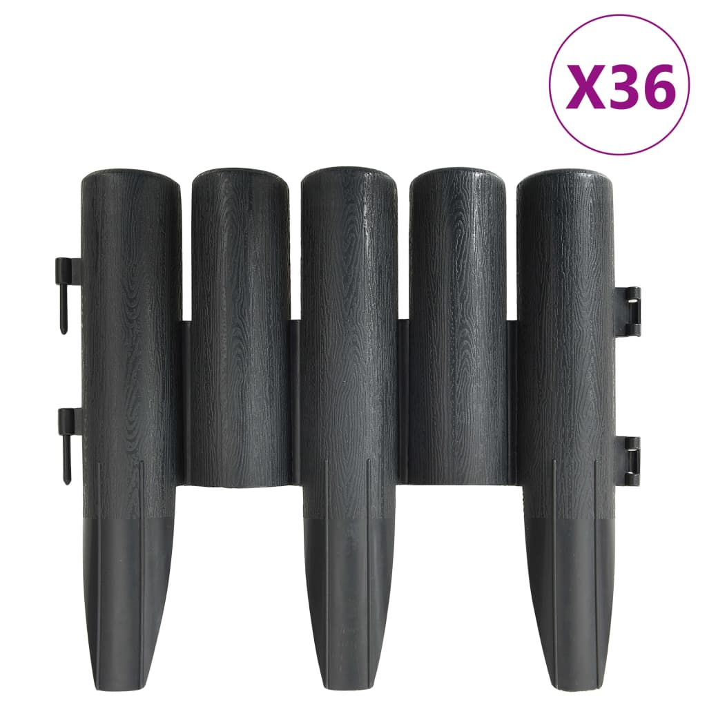   lawn edging, 36 pieces, anthracite, 10 m, PP