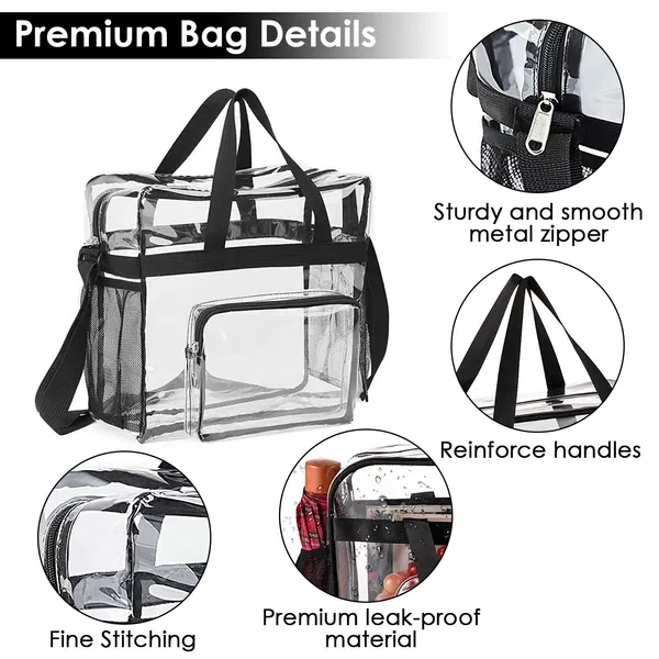 Clear Crossbody Bag Stadium Approved Clear Transparent Shoulder Bag See Through Zip Pouch Tote Bag Handbag With 11LBS Load — view 6