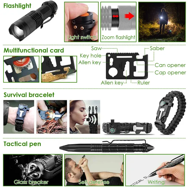 47Pcs Emergency Survival Kit Survival EDC Gear Equipment Tool - Image 2