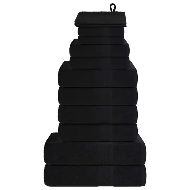 12 piece towel set, anthracite, 360 g/m², 100% cotton Black - Shop at LoveMi