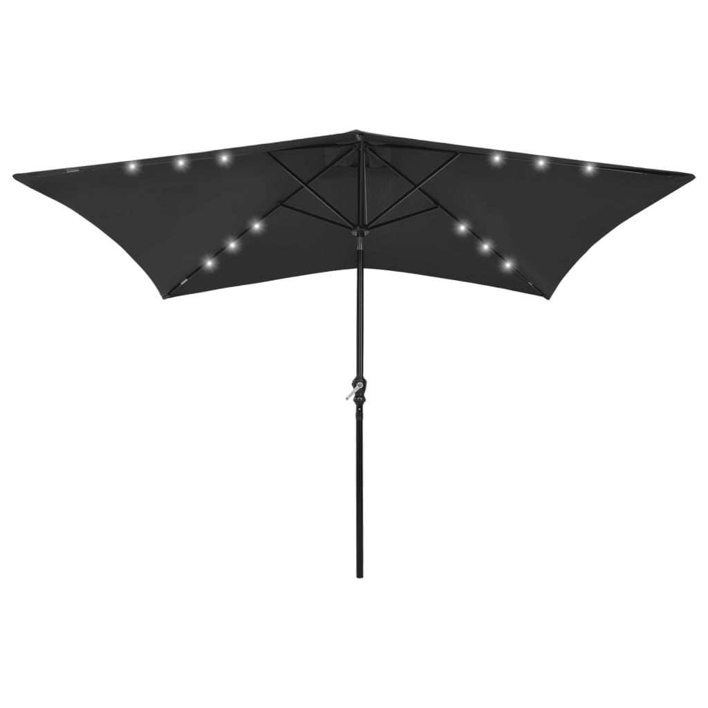 Parasol with LEDs and mast 2x3 m Black - Shop at LoveMi