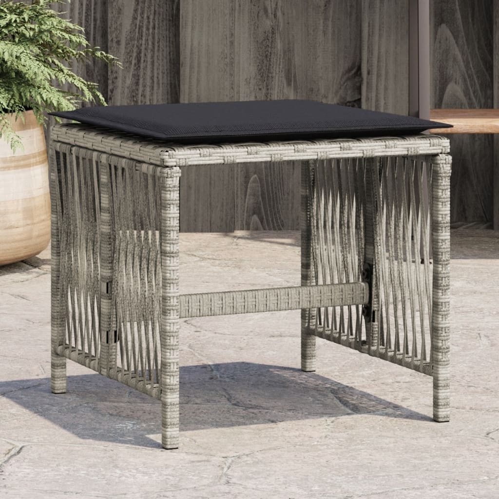 Garden Stools with Cushions, ., 41x Poly Light Grey - Shop at LoveMi