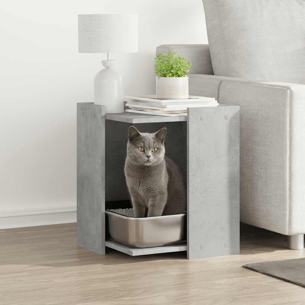 Cat Litter Box 42x Wood Material Cat Litter Box 42x Wood Material Concrete Grey - Shop at LoveMi
