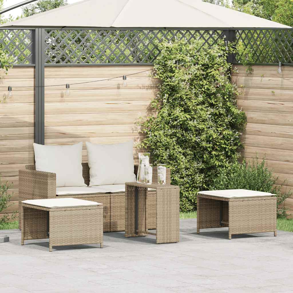 5 piece garden sofa set with cushions, stackable, poly rattan Beige - Shop at LoveMi