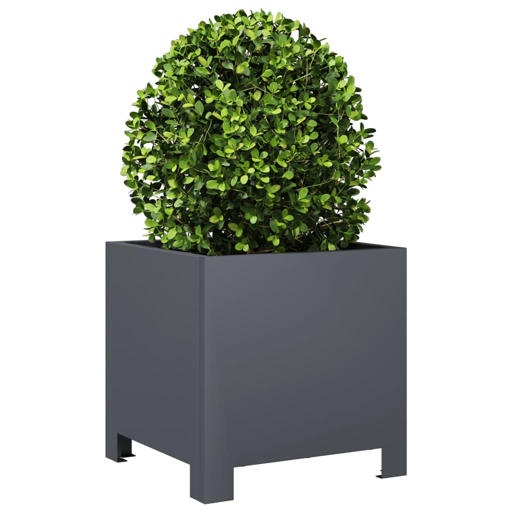 Anthracite Steel Garden Flower Pot Rust Resistant Outdoor Planter_voghion.com