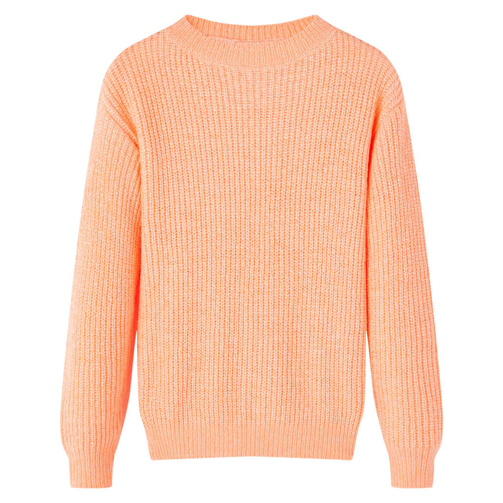 Children's knitted sweater, light orange, size 116; Children's knitted sweater, neon yellow, size 116