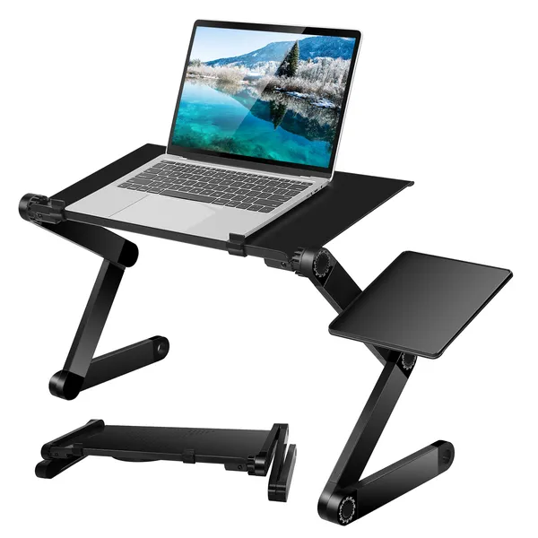 Foldable Laptop Table Bed Notebook Desk With Mouse Board Aluminum Alloy Breakfast Snacking Tray For Home Office Travel Use 5