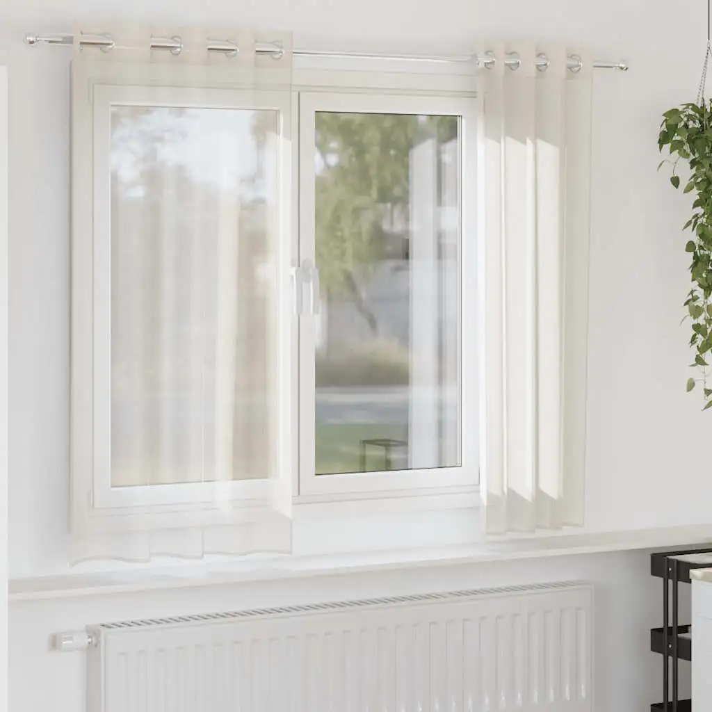 Voile Curtains with Eyelets - Cream