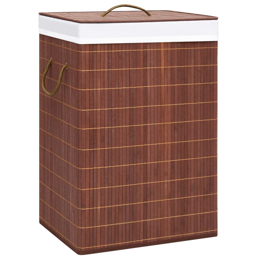 Laundry basket with 2 compartments 72 L Dark Brown - Shop at LoveMi