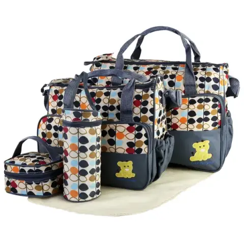 5-Piece Baby Diaper Bag Set with Changing Mat
