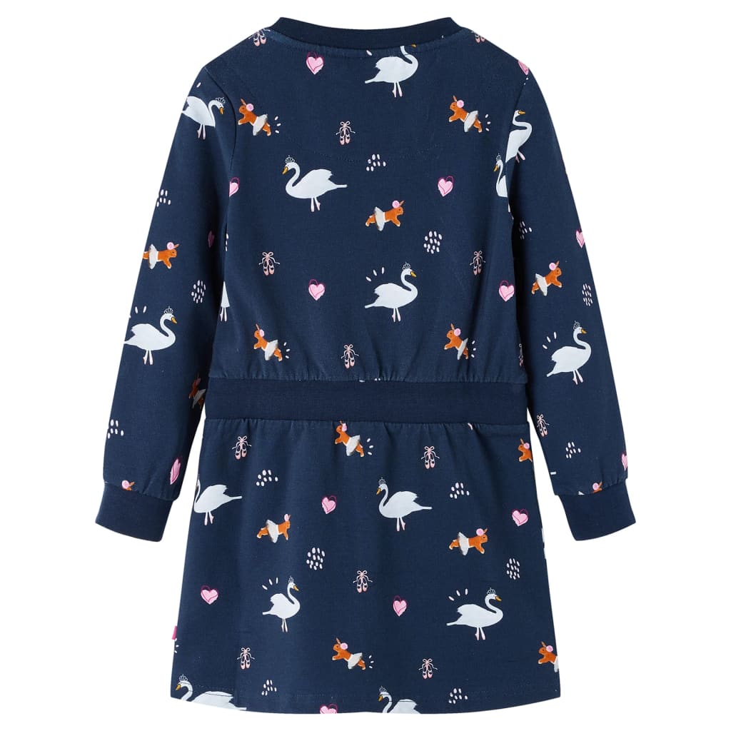 Children's dress with long sleeves, navy blue, size 116