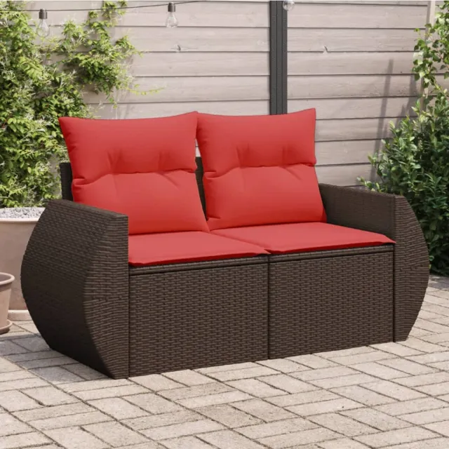 Garden Sofa with Cushions, 2 Seater, Poly Rattan Brown - Shop at LoveMi