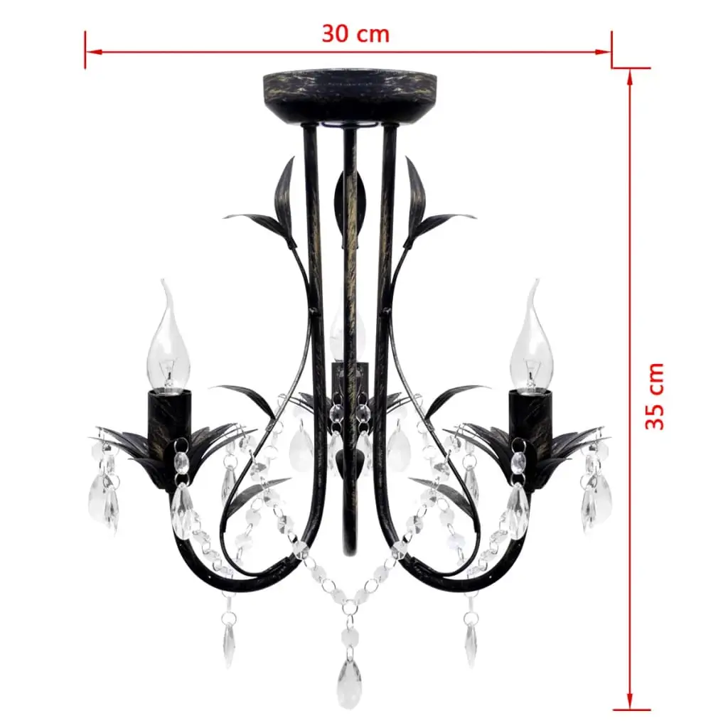 Art Nouveau ceiling lamp with crystal beads, 3 x E14