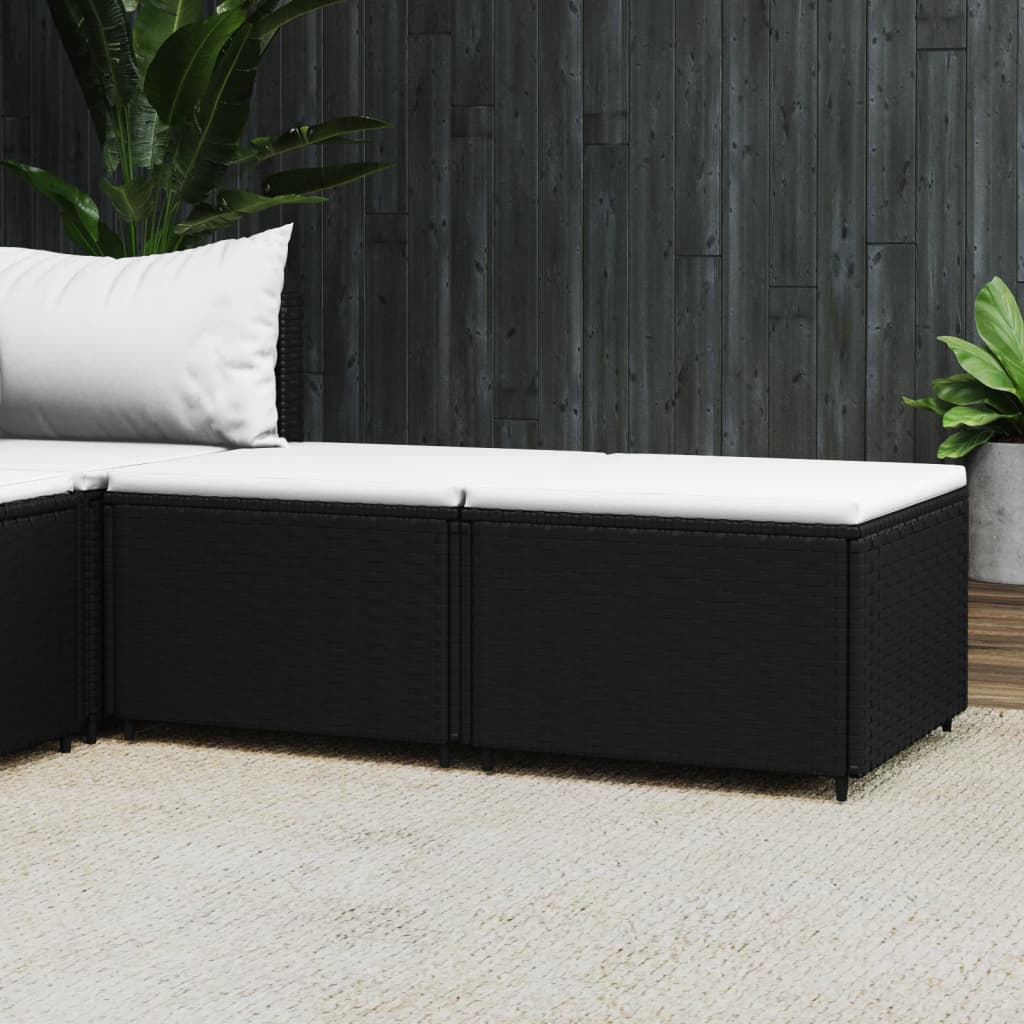 Garden Stools with Cushions, , Poly Rattan Black And White - Shop at LoveMi