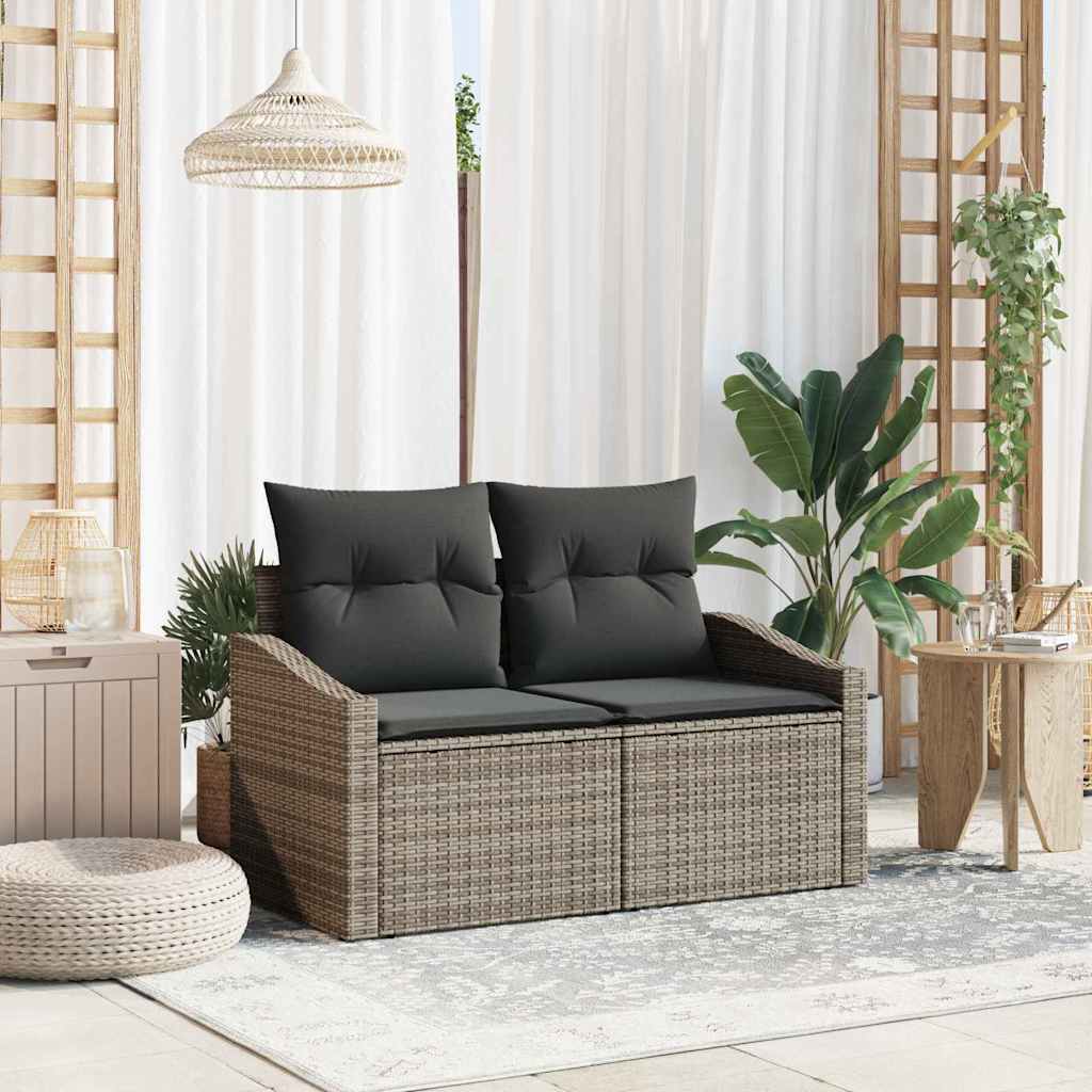Garden Sofa with Cushions 123 x Poly-Rattan - Gray
