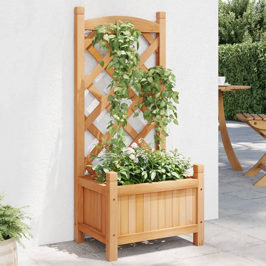   planter with trellis, solid fir wood,   planter