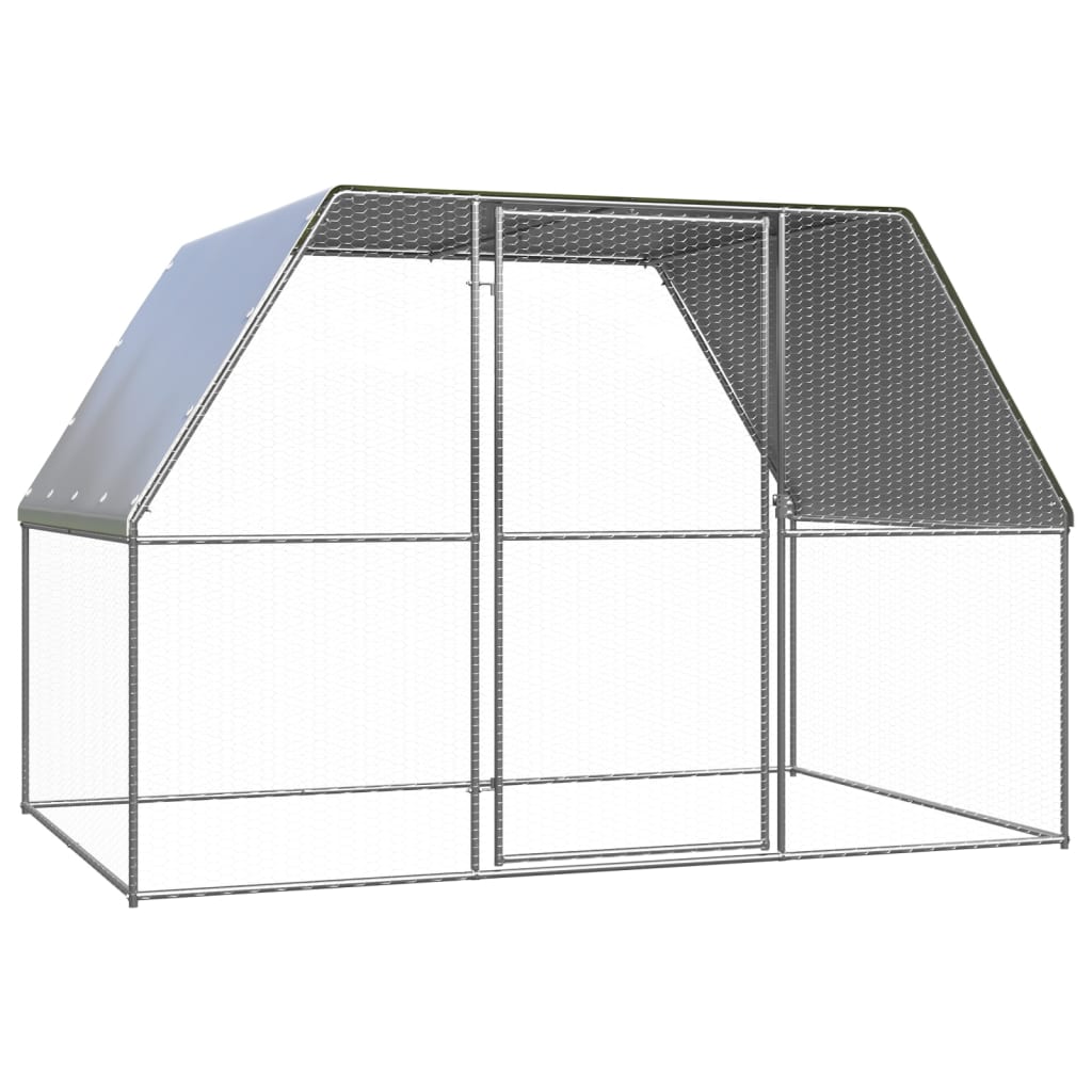 Outdoor Chicken Cage 3x2x2 m Galvanized Silver And Silvertogrey - Shop at LoveMi