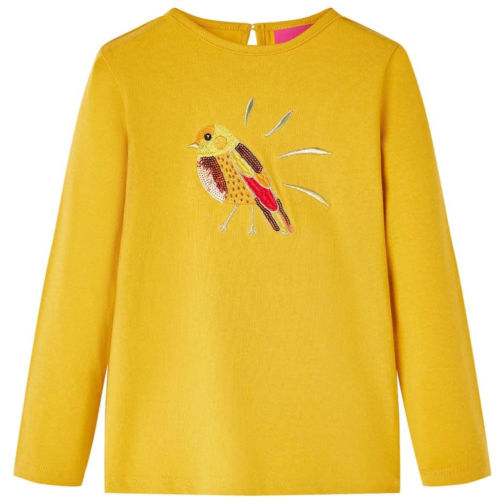 Children's long-sleeved shirt, dark ochre, size 104; Children's long-sleeved shirt, dark ochre, size 116