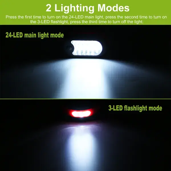 Compact Work Light 27LEDs Hang Lights Portable Magnetic Flashlight With Hook For Camping Hiking Emergency
