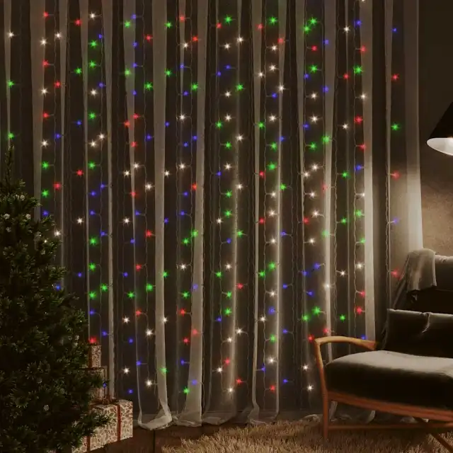 LED Light Curtain 3x3 m 300 LEDs Warm White 8 Multicolor - Shop at LoveMi