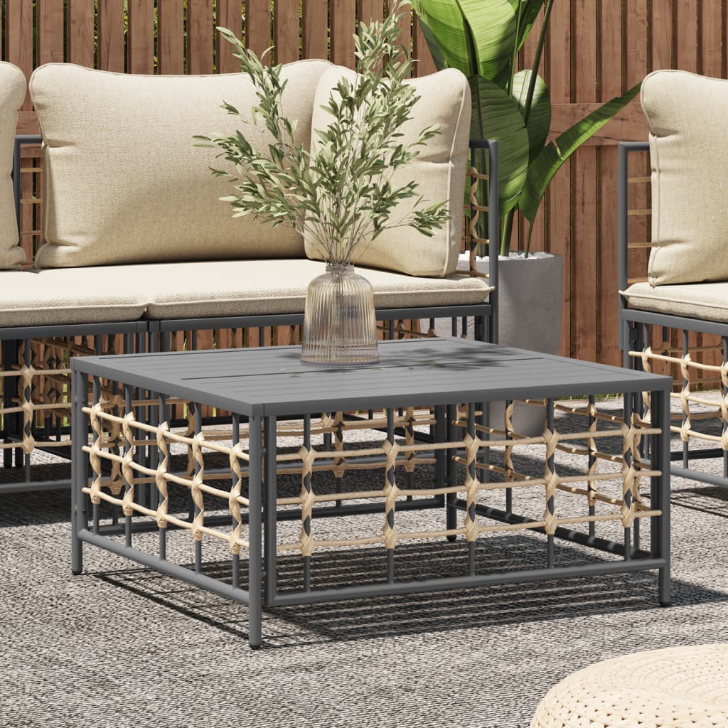garden stool with cushion, poly rattan; garden table Dark Grey - Shop at LoveMi