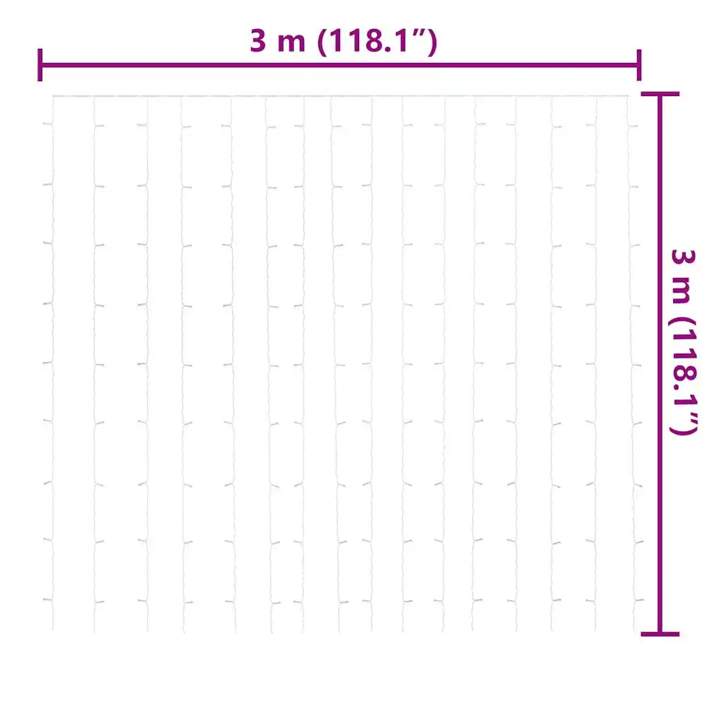 LED Light Curtain 3x3 m 300 LEDs Warm White 8