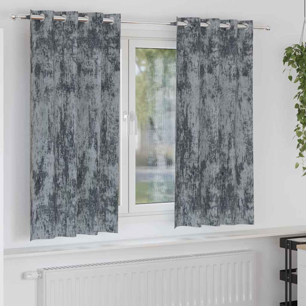   Curtain Set of 2 Silver Velvet