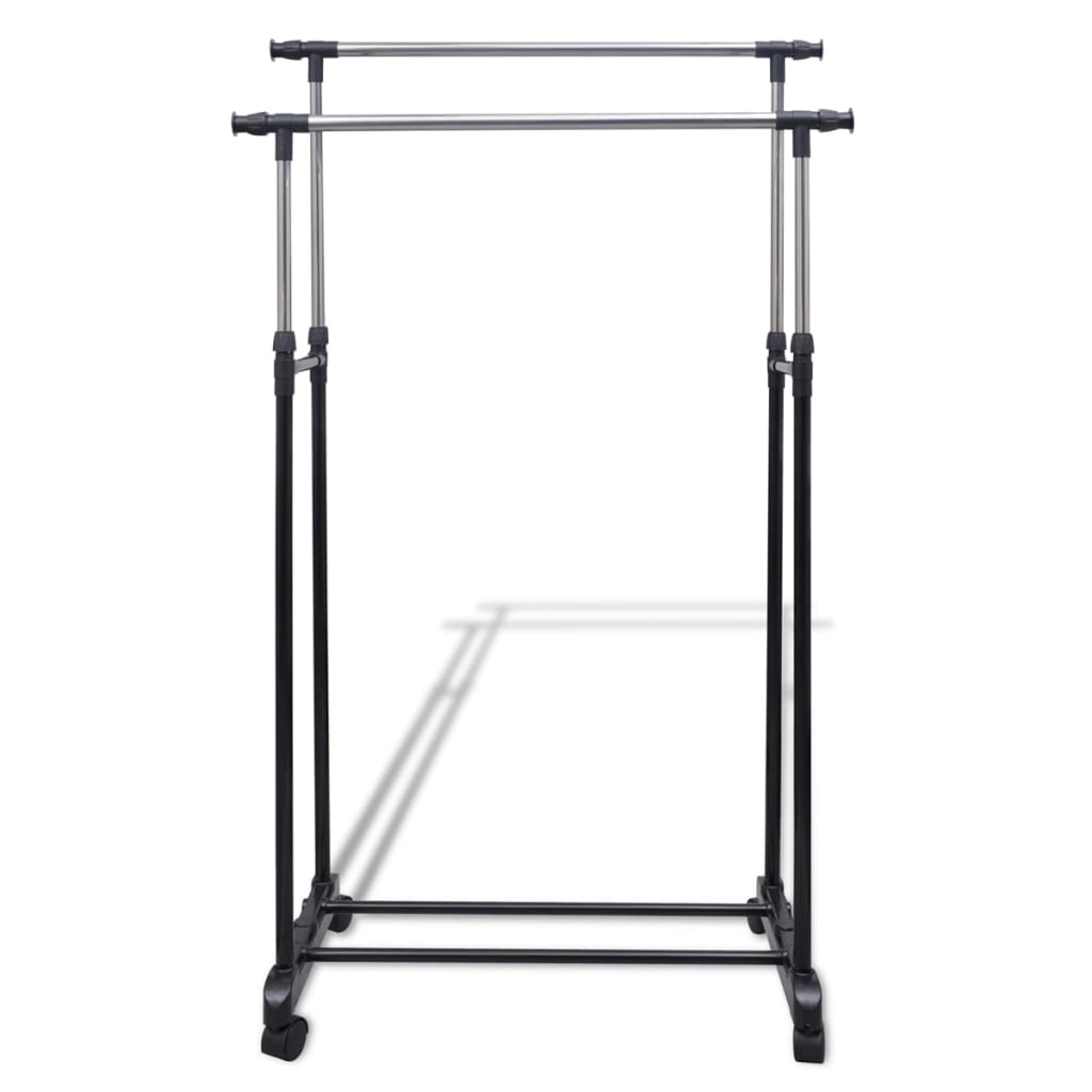   Adjustable Clothes Rack with 4 Wheels and 2 Clothes Rails