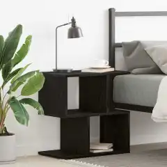 bedside table 50x30x51.5 cm wood composite bedside tables 2 - Black Oak Look - View 1