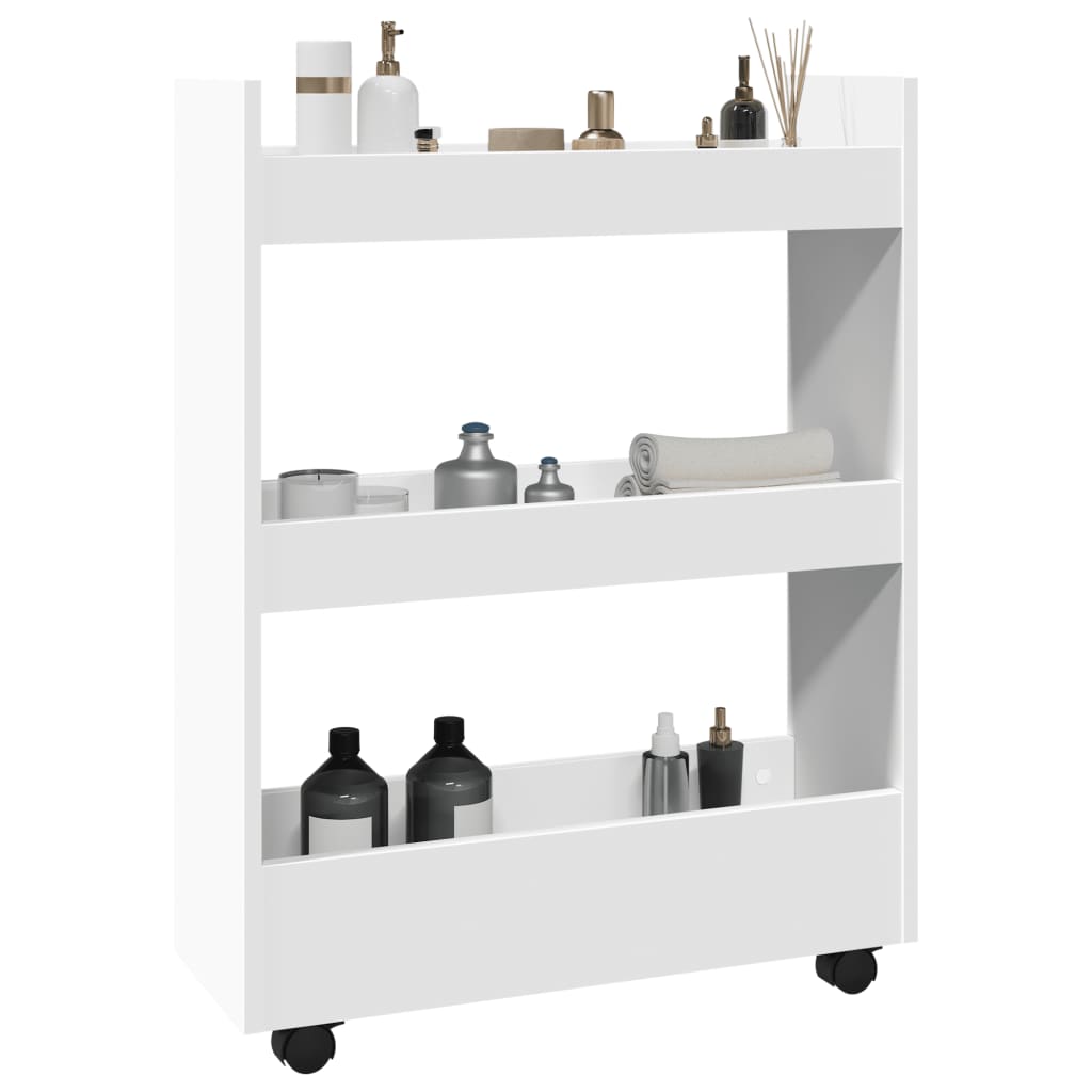   Narrow Storage Trolley 3 Shelves Wood Material   Storage Trolley